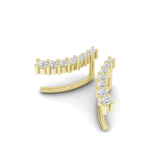 1/5ct Diamond Ear Climbers In 14K Yellow Gold