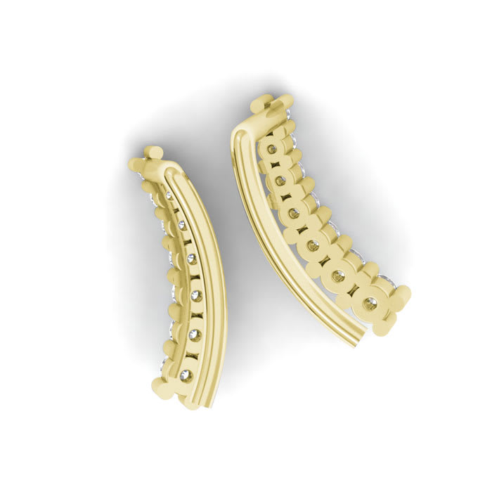 1/5ct Diamond Ear Climbers In 14K Yellow Gold