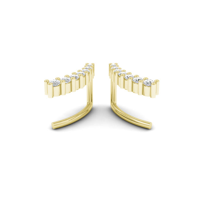 1/5ct Diamond Ear Climbers In 14K Yellow Gold