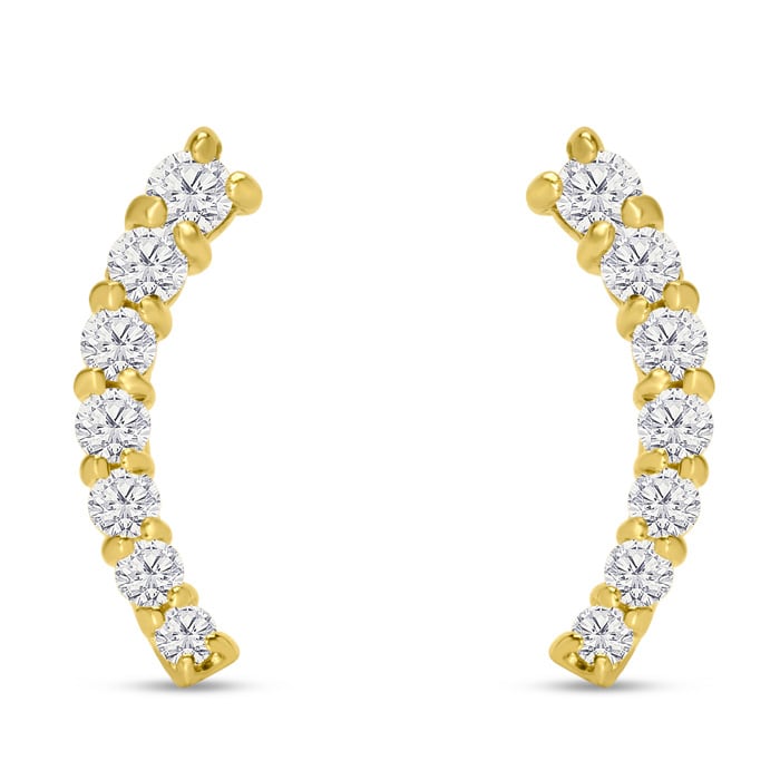 1/2ct Diamond Ear Climbers In 14K Yellow Gold