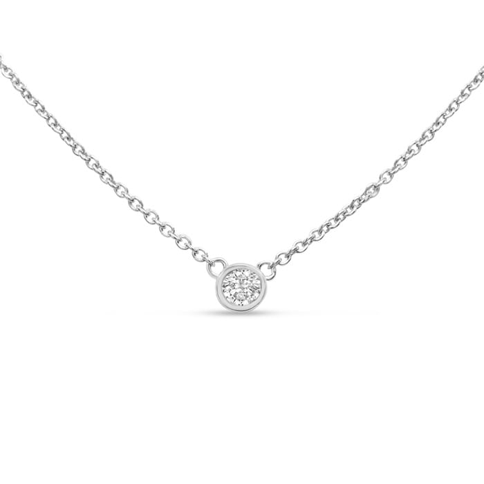 1/5 Carat Bezel Set Diamond Solitaire Necklace In Sterling Silver, Fits 16-18 Inches. Meet Your New Go-To Diamond Necklace!!