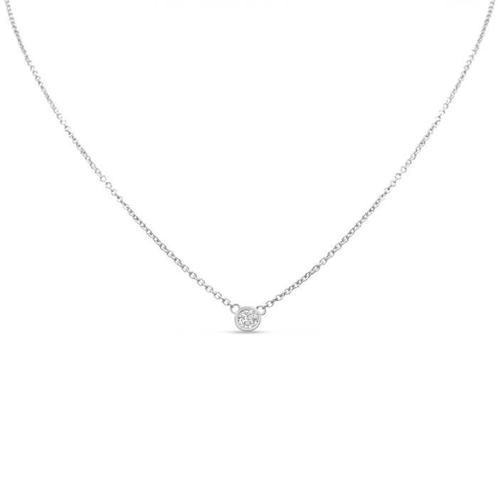 1/5 Carat Bezel Set Diamond Solitaire Necklace In Sterling Silver, Fits 16-18 Inches. Meet Your New Go-To Diamond Necklace!!