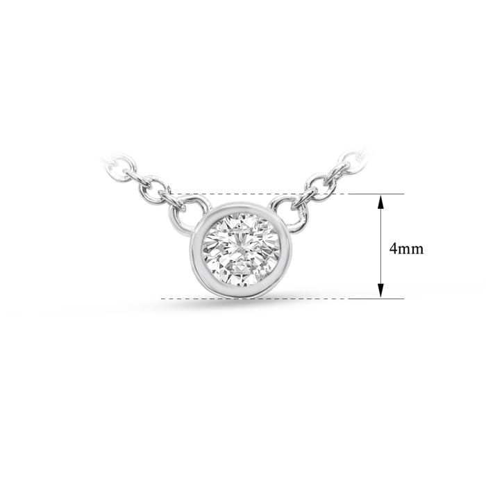1/5 Carat Bezel Set Diamond Solitaire Necklace In Sterling Silver, Fits 16-18 Inches. Meet Your New Go-To Diamond Necklace!!