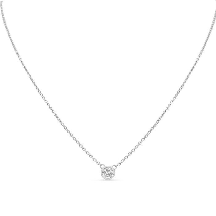 1/3 Carat Bezel Set Diamond Solitaire Necklace In Sterling Silver, 16-18 Inches