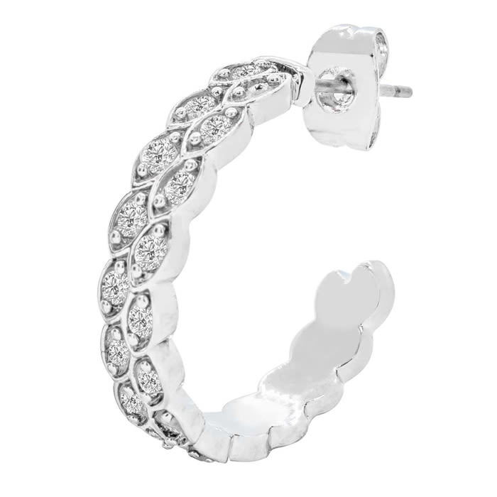 1/2 Carat Diamond Hoop Earrings, 1/2 Inch. New Pretty Style!