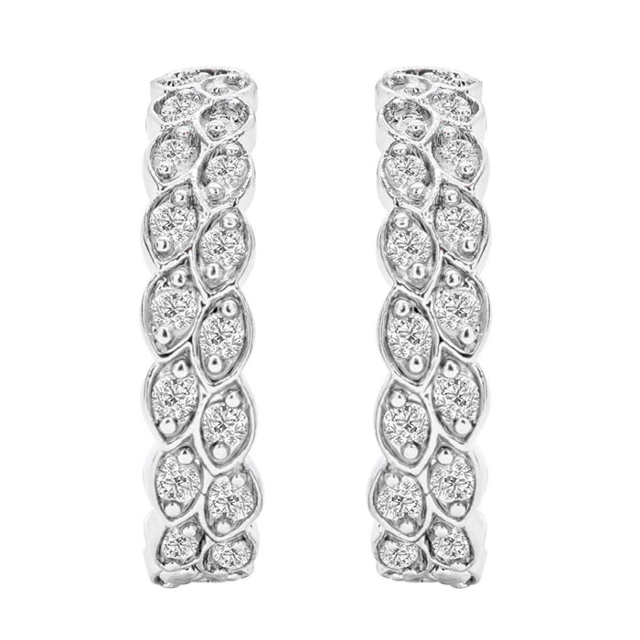 1/2 Carat Diamond Hoop Earrings, 1/2 Inch. New Pretty Style!