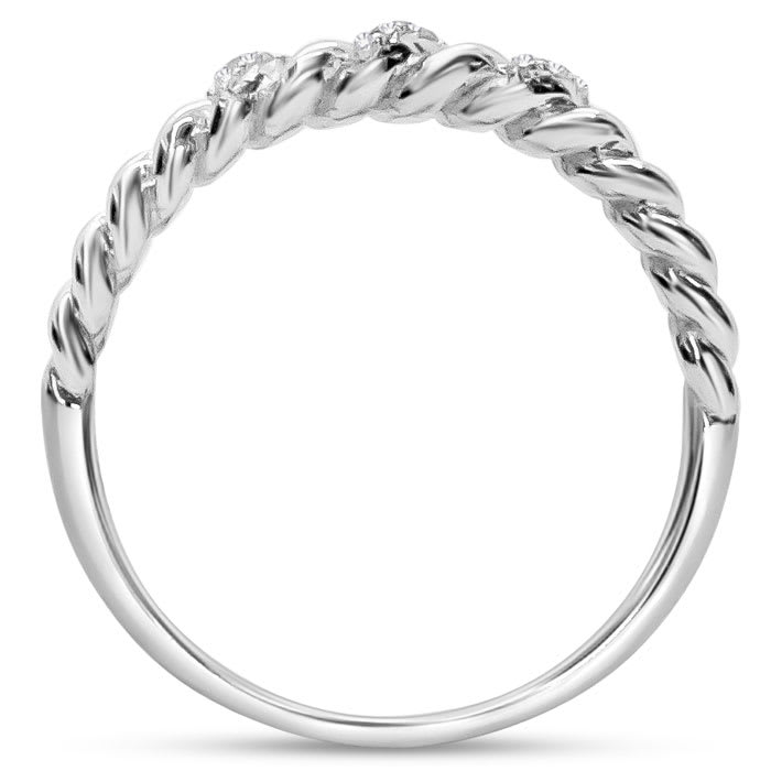Dainty Diamond Band In Sterling Silver