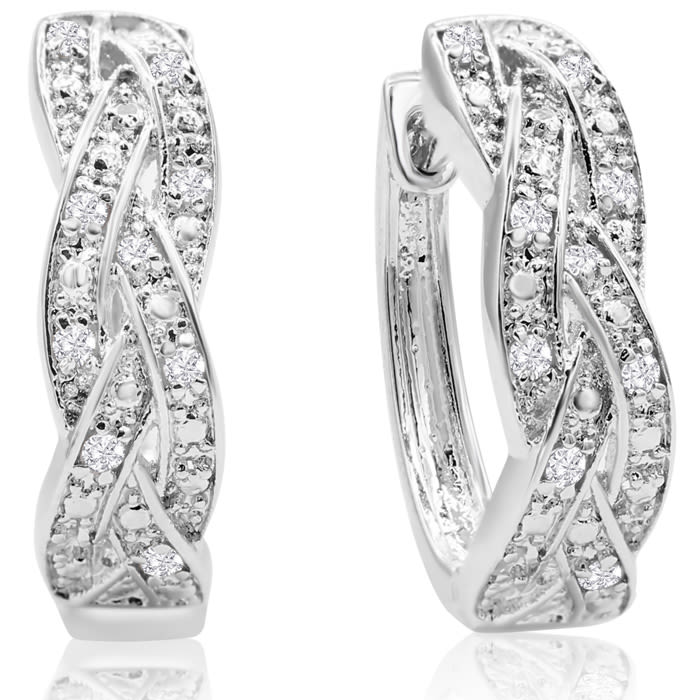 1/4ct Oval Shape Diamond Infinity Hoop Earrings In Sterling Silver