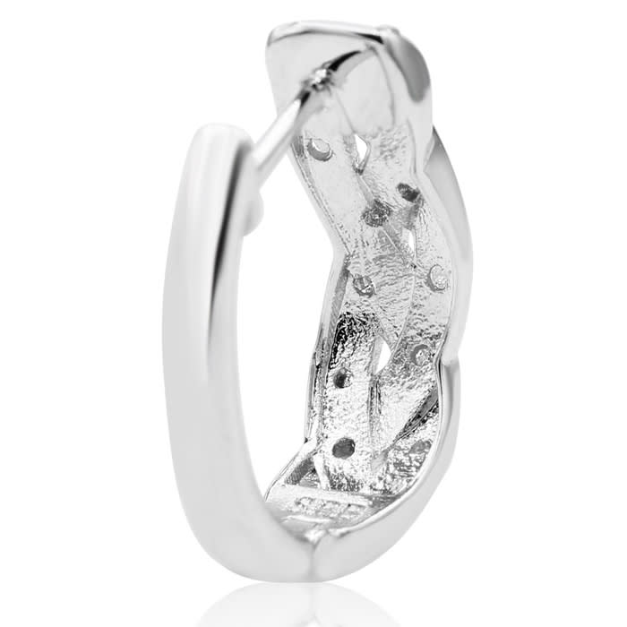 1/4ct Oval Shape Diamond Infinity Hoop Earrings In Sterling Silver