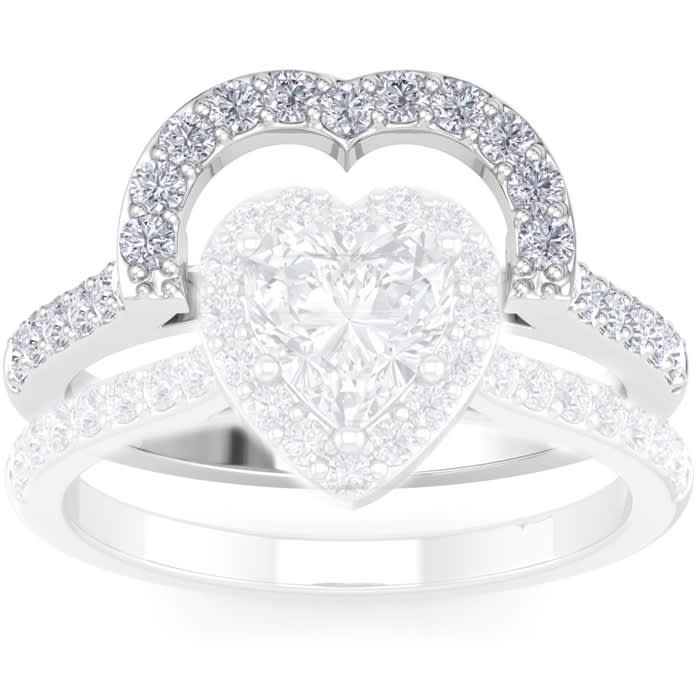 1/3 Carat Heart Shape Diamond Band In 14 Karat White Gold