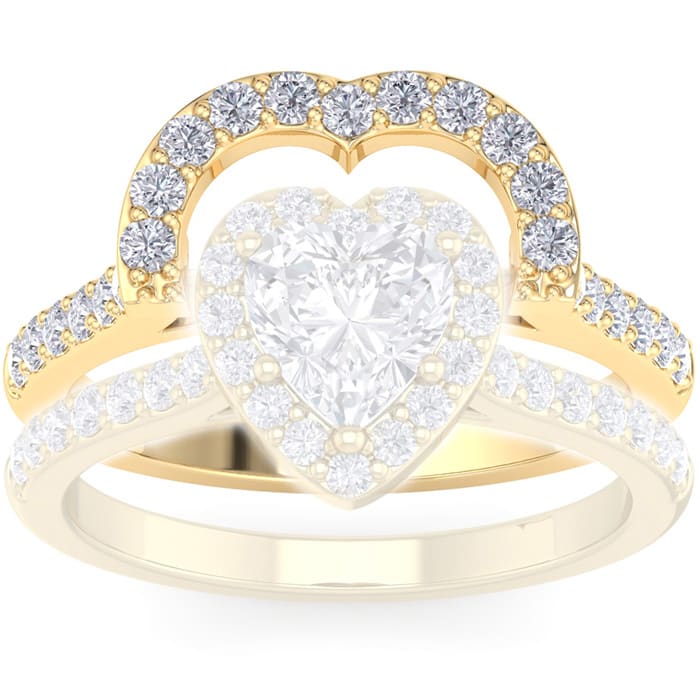 1/3 Carat Heart Shape Diamond Band In 14 Karat Yellow Gold
