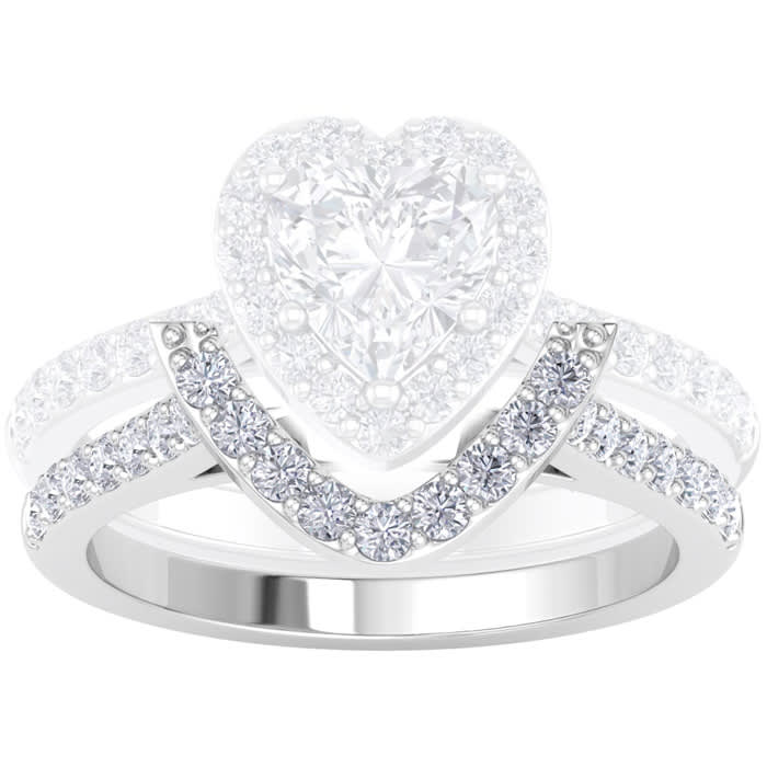 1/3 Carat Heart Shape Diamond Band In 14 Karat White Gold