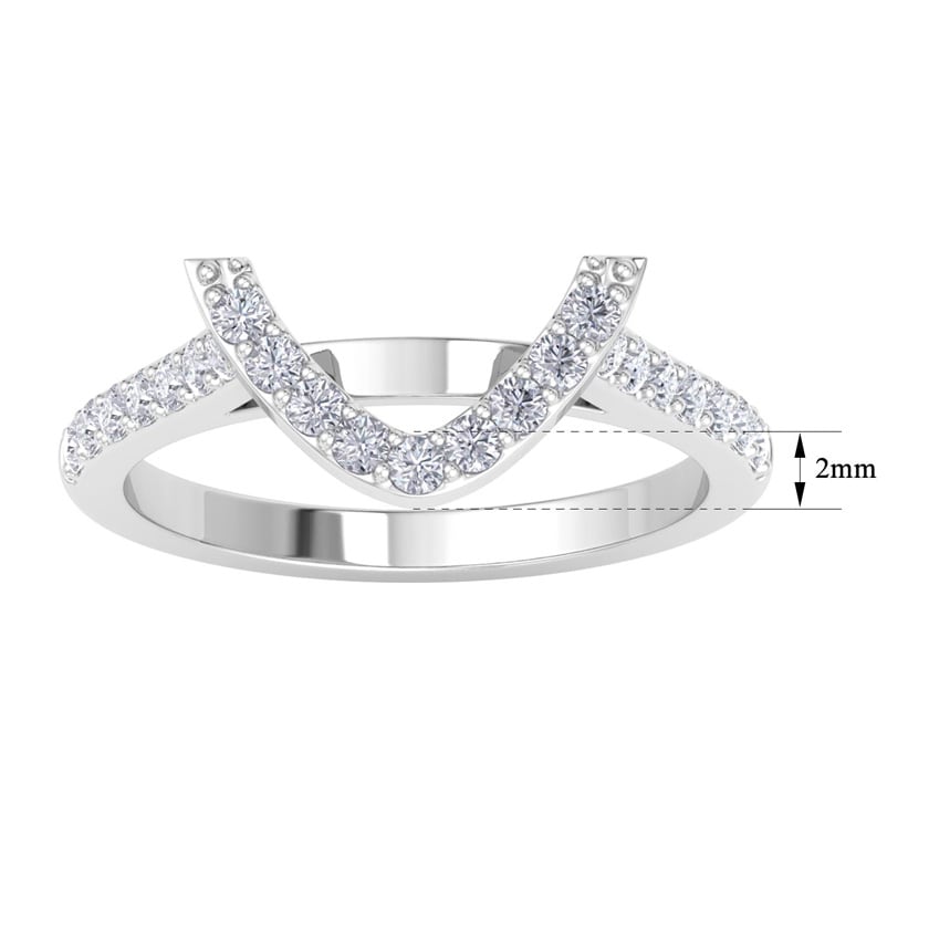 1/3 Carat Heart Shape Diamond Band In 14 Karat White Gold