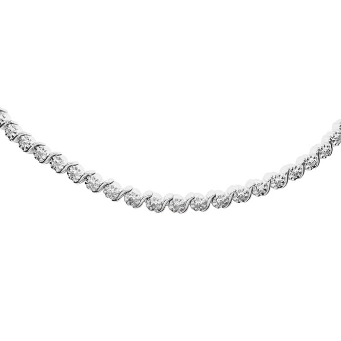 1/2 Ct. T.W. Diamond S Tennis Necklace in Sterling Silver - 17