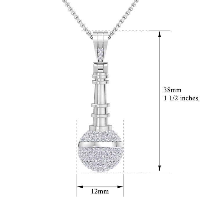 1 Carat Diamond Microphone Necklace In 14 Karat White Gold, 18 Inches