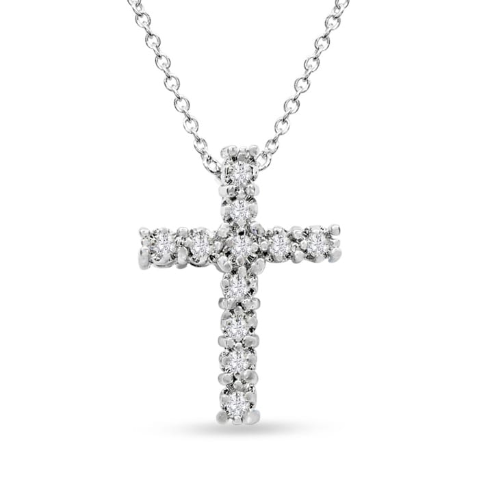 1/10 Carat Diamond Cross Necklace With Free Chain, 18 Inches.  Brand New Diamond Cross!