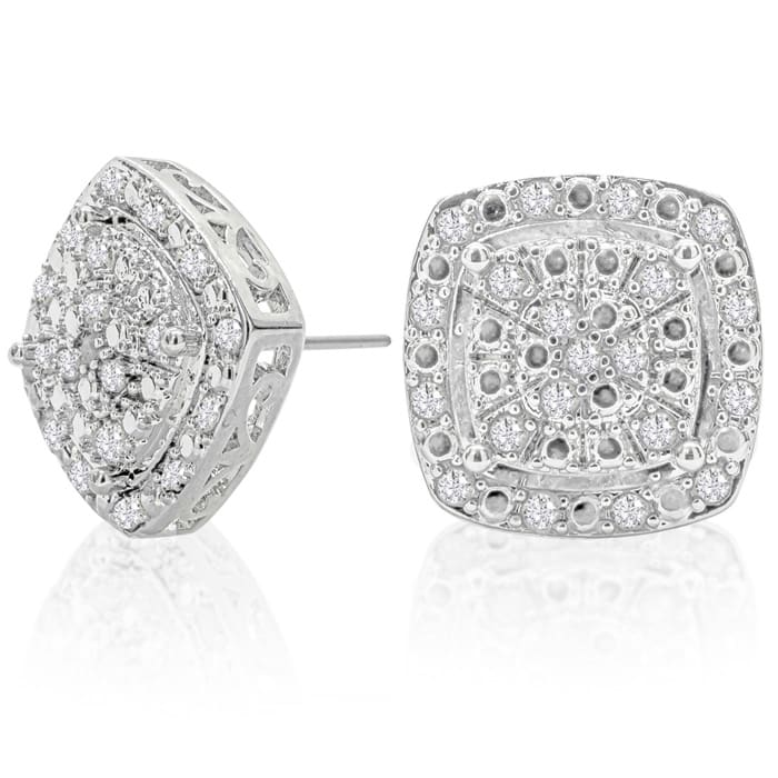 1/2 Carat Rose Cut Diamond Cushion Shape Stud Earrings