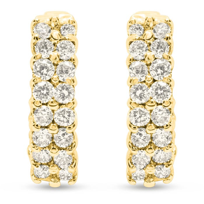1/2 Carat Diamond Huggie Hoop Earrings In 14 Karat Yellow Gold