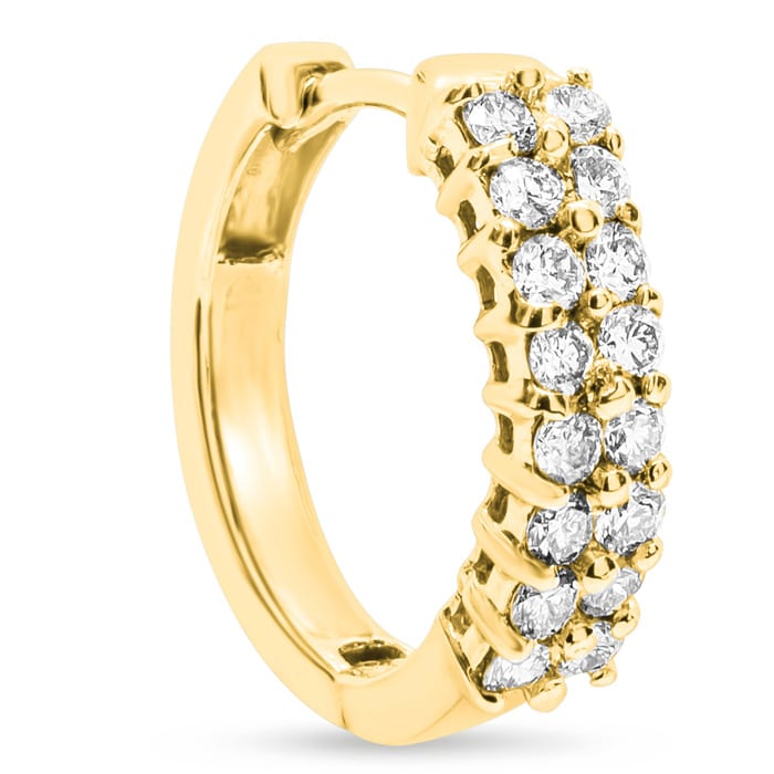 1/2 Carat Diamond Huggie Hoop Earrings In 14 Karat Yellow Gold