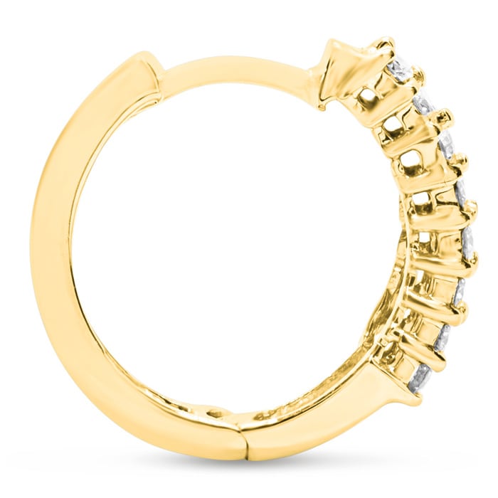 1/2 Carat Diamond Huggie Hoop Earrings In 14 Karat Yellow Gold