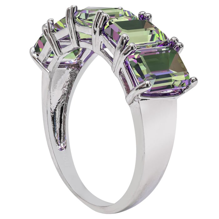 5 Carat Five Stone Octagon Shape Mystic Topaz Ring - Gorgeous & Amazing!