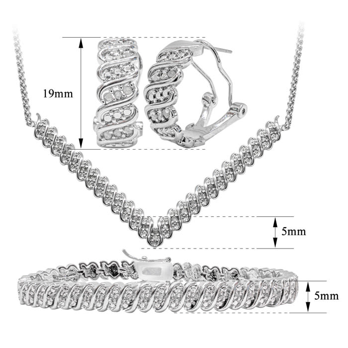 1 Carat Natural Rose Cut Diamond Necklace, Earrings and Bracelet Set. Matching Jewelry Is Wonderful!