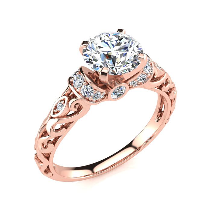 1 1/4 Carat Vintage Diamond Engagement Ring In 14 Karat Rose Gold