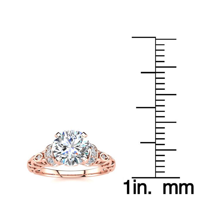 1 1/4 Carat Vintage Diamond Engagement Ring In 14 Karat Rose Gold