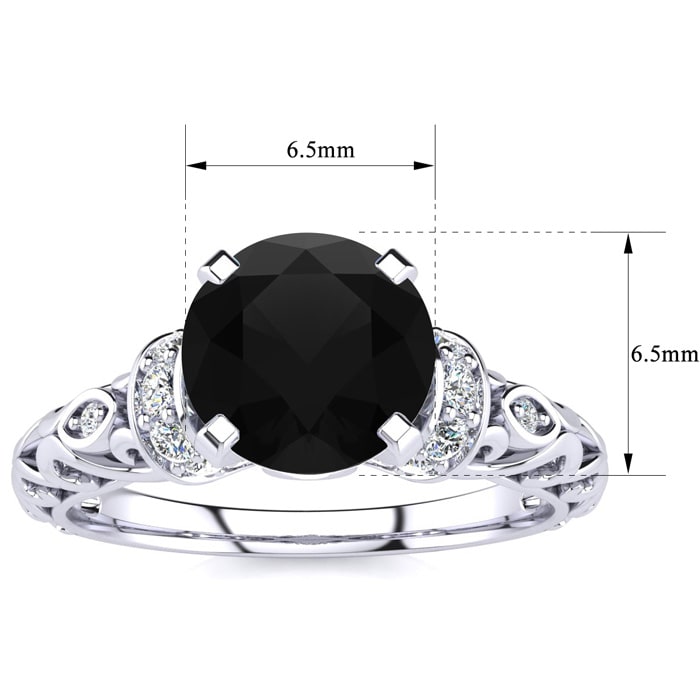 1 1/4 Carat Vintage Black Moissanite Engagement Ring In 14 Karat White Gold