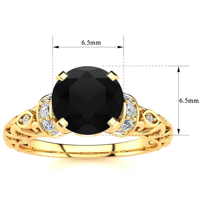 1 1/4 Carat Vintage Black Moissanite Engagement Ring In 14 Karat Yellow Gold