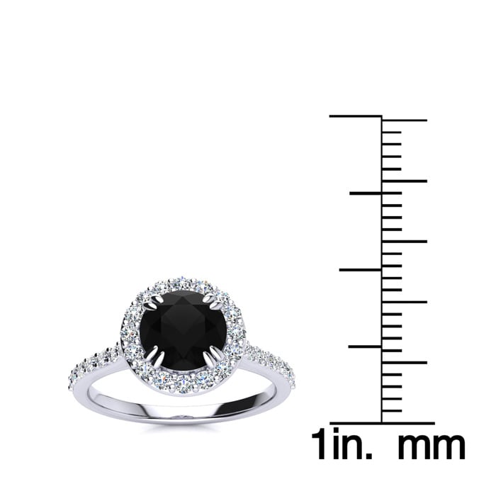 1 1/4 Carat Round Shape Halo Black Moissanite Engagement Ring In 14 Karat White Gold