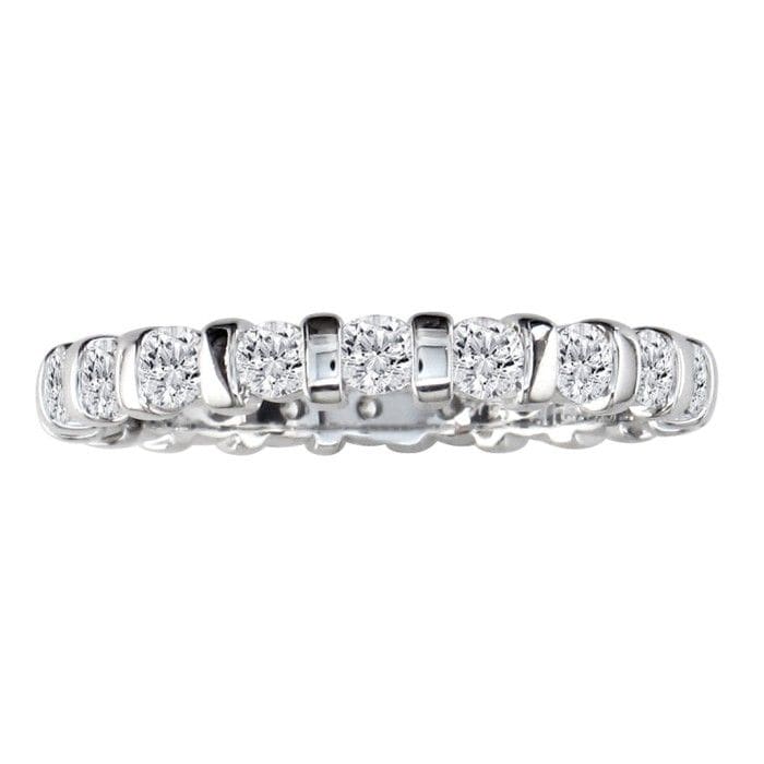 Estate Jewelry Sterling Silver 2 Carat Bar Set Created Diamond Eternity Band in Sterling Silver, Size 6