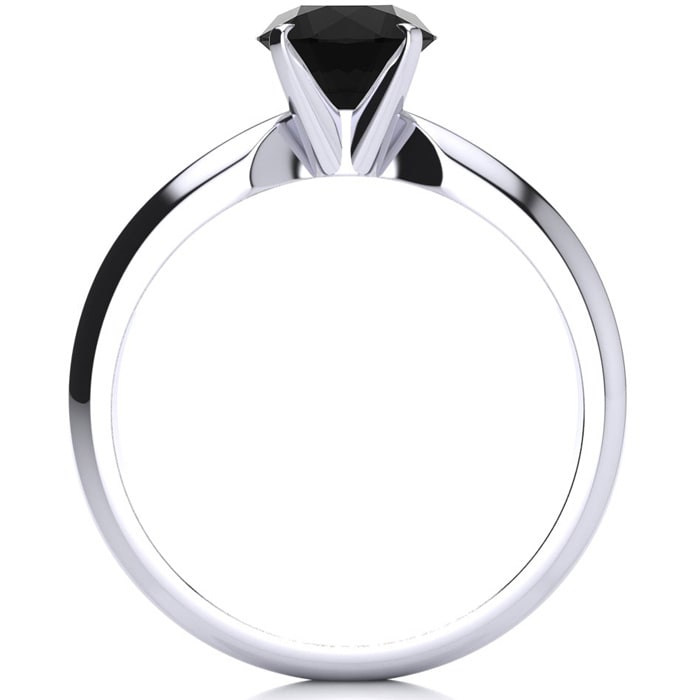 1 Carat Black Moissanite Solitaire Engagement Ring In 14 Karat White Gold