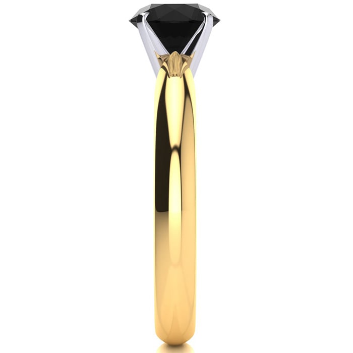 1 Carat Black Moissanite Solitaire Engagement Ring In 14 Karat Yellow Gold