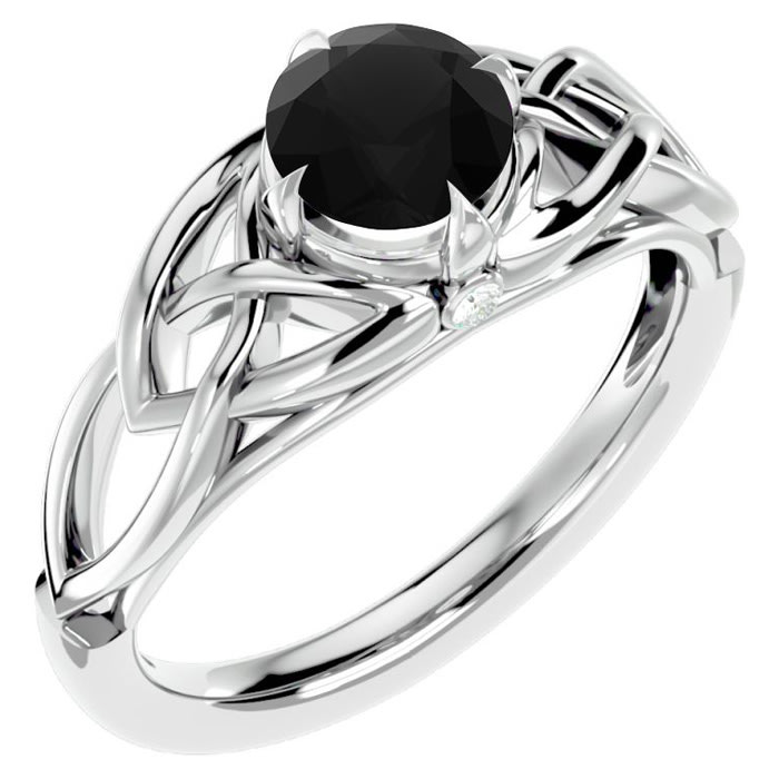 1 Carat Celtic Love Knot Black Moissanite Engagement Ring In 14 Karat White Gold
