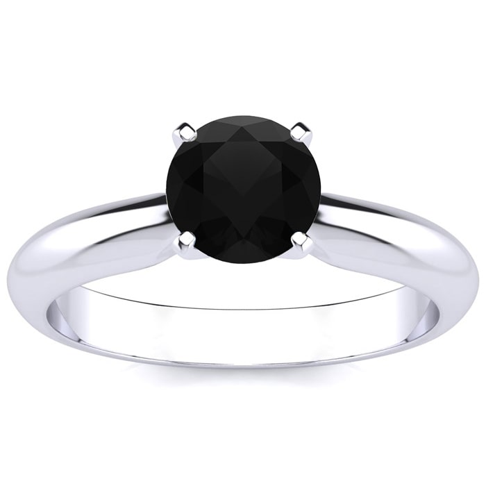 1 Carat Black Moissanite Solitaire Engagement Ring In Solid Platinum. First Time Ever Offered!!!