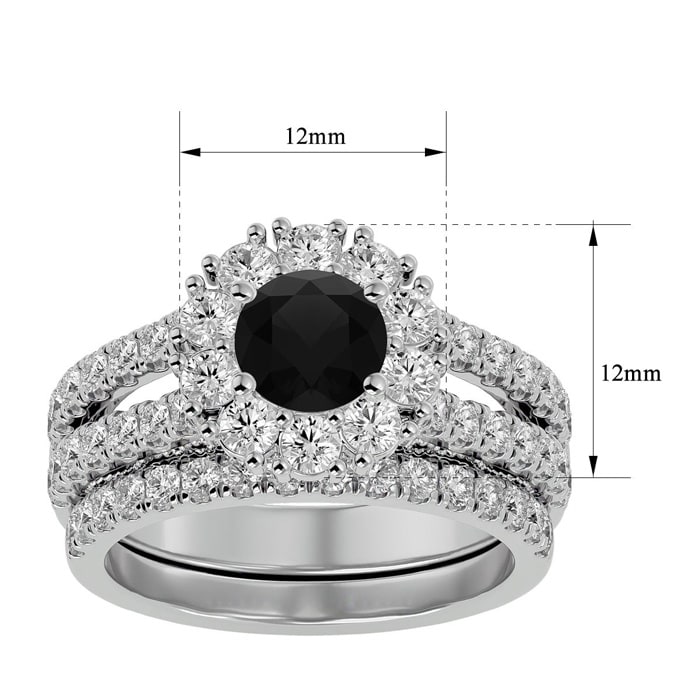2 1/2 Carat Black Moissanite Bridal Set In 14 Karat White Gold