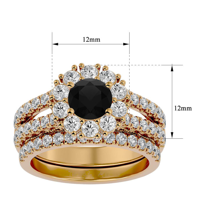 2 1/2 Carat Black Moissanite Bridal Set In 14 Karat Yellow Gold