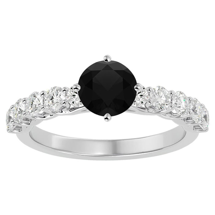 1 3/4 Carat Black Moissanite Engagement Ring In 14 Karat White Gold