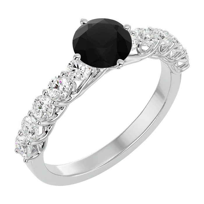 1 3/4 Carat Black Moissanite Engagement Ring In 14 Karat White Gold