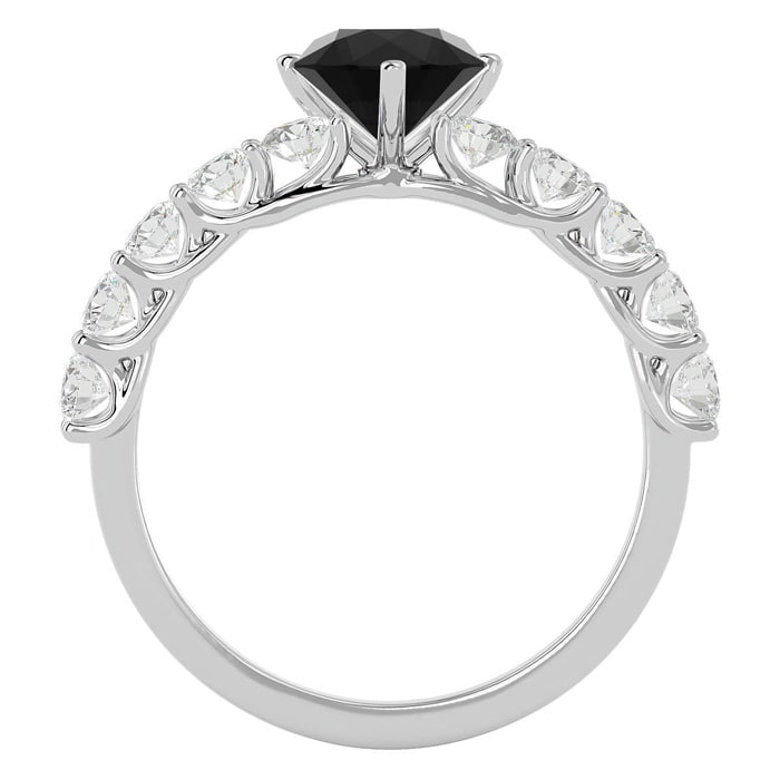 1 3/4 Carat Black Moissanite Engagement Ring In 14 Karat White Gold