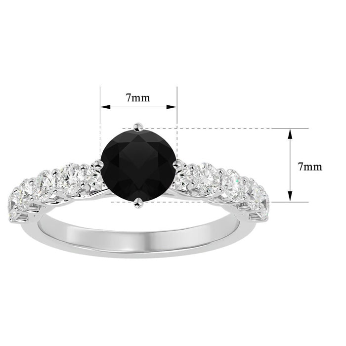 1 3/4 Carat Black Moissanite Engagement Ring In 14 Karat White Gold