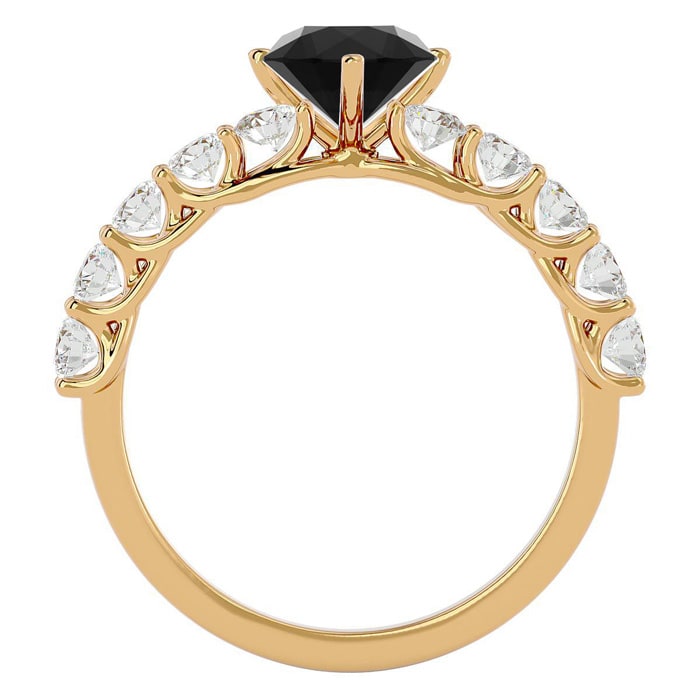 1 3/4 Carat Black Moissanite Engagement Ring In 14 Karat Yellow Gold