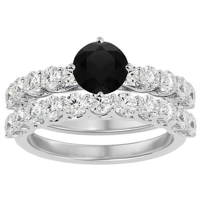 2 1/2 Carat Black Moissanite Bridal Set In 14 Karat White Gold