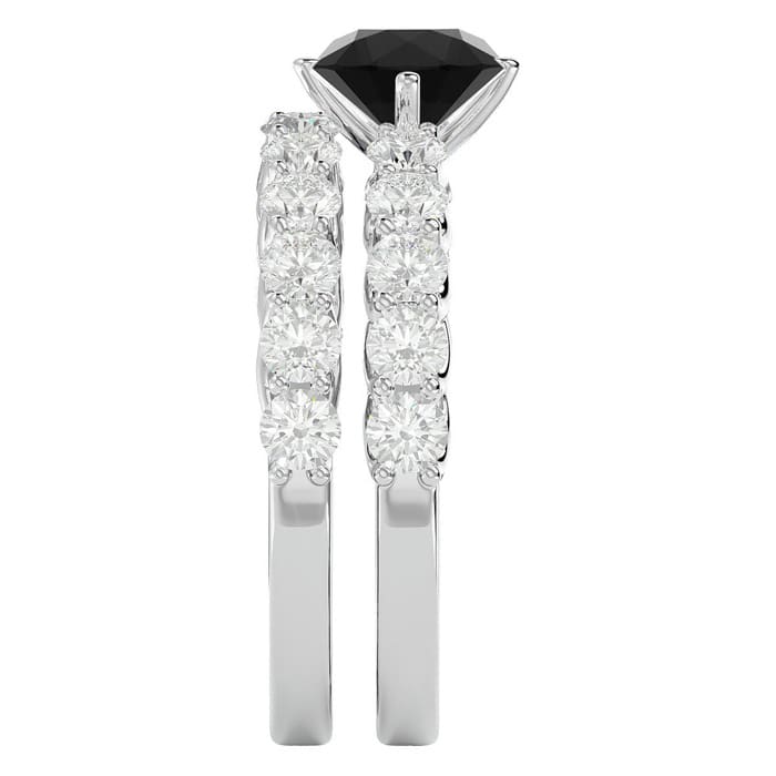2 1/2 Carat Black Moissanite Bridal Set In 14 Karat White Gold