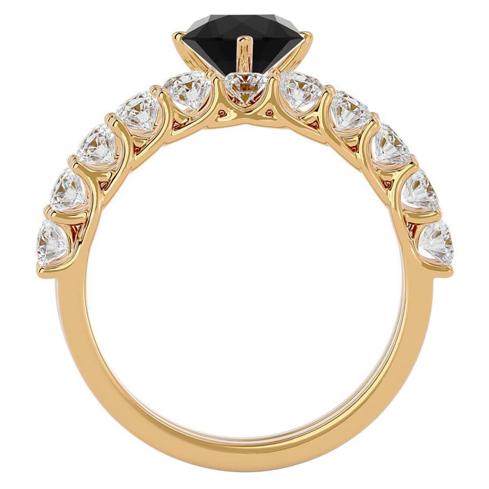 2 1/2 Carat Black Moissanite Bridal Set In 14 Karat Yellow Gold