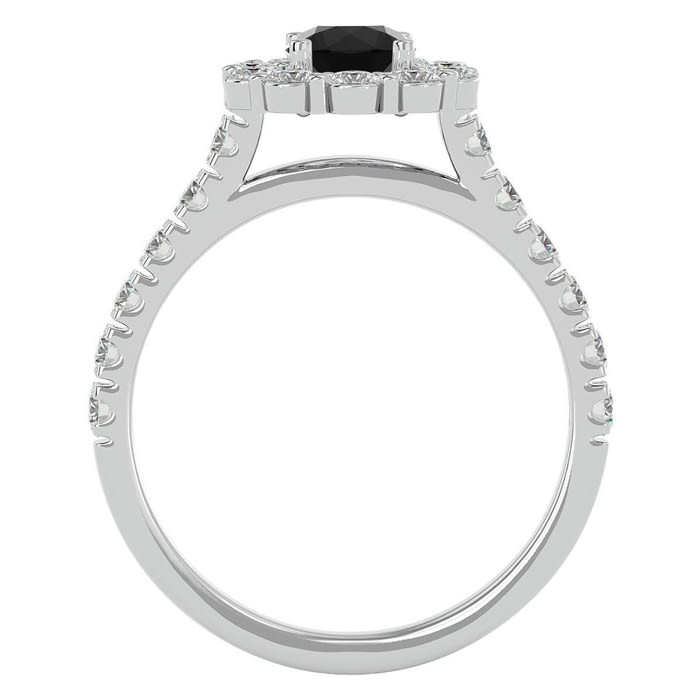 1 1/2 Carat Halo Black Moissanite Engagement Ring In 14 Karat White Gold
