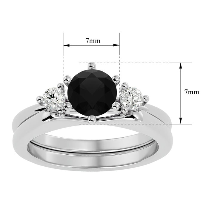 1 Carat Black Moissanite Solitaire Ring With 1/5 Carat Enhancer In 14 Karat White Gold