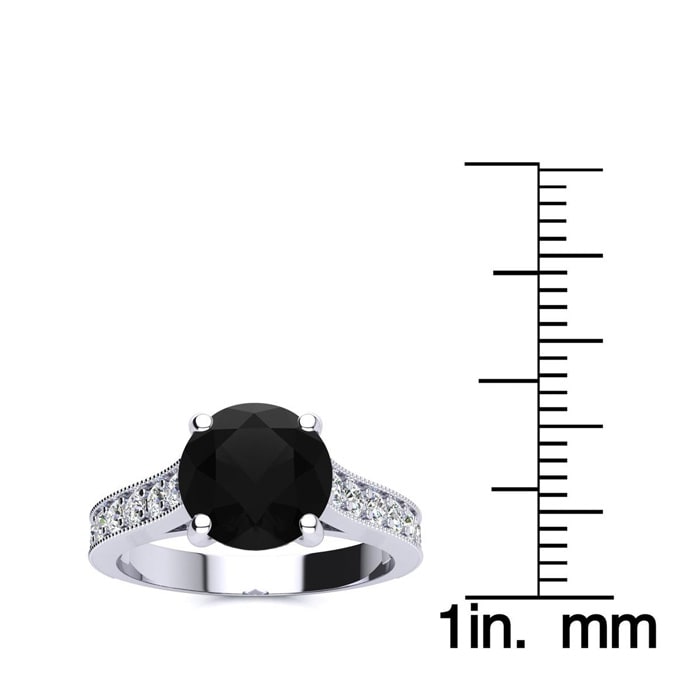 2 1/2 Carat Round Shape Black Moissanite Engagement Ring In 14 Karat White Gold