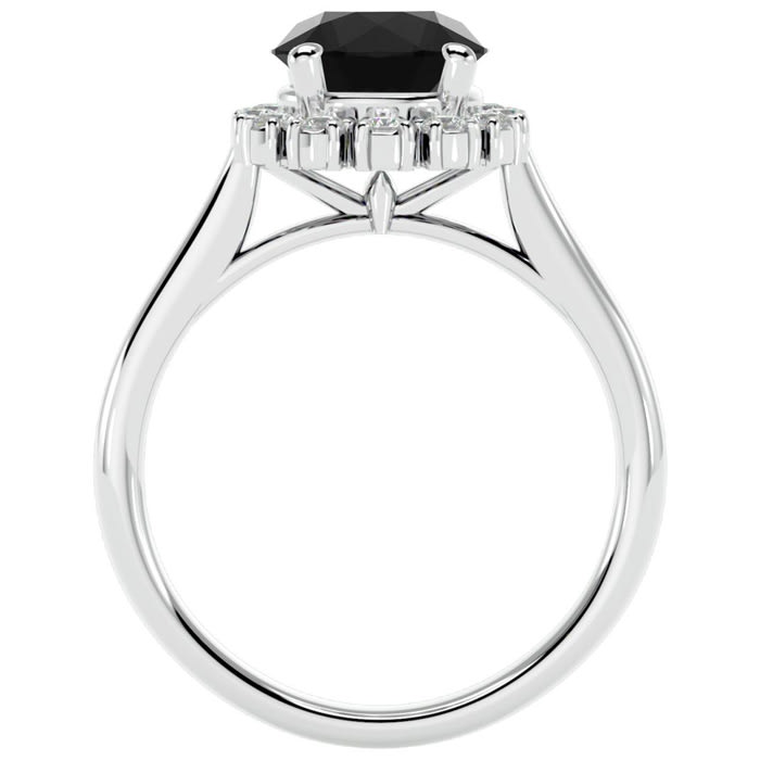 2 1/3 Carat Halo Black Moissanite Engagement Ring In 14 Karat White Gold